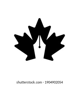 maple pen concept pen   maple leaf logo vector illustration icon design	
