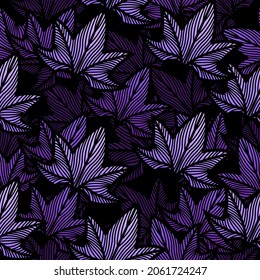 Maple purple leaves seamless pattern
