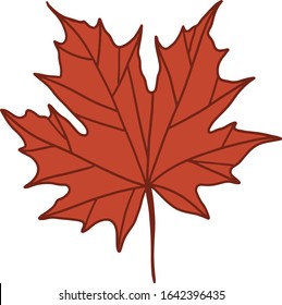 Maple red leaf vector minimalistic image. Label, print.