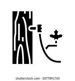 maple sap collection, using tubing method glyph icon vector. maple sap collection, using tubing method sign. isolated contour symbol black illustration