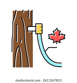 maple sap collection, using tubing method color icon vector. maple sap collection, using tubing method sign. isolated symbol illustration
