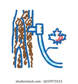 maple sap collection, using tubing method doodle icon sketch vector. maple sap collection, using tubing method sign. isolated symbol illustration