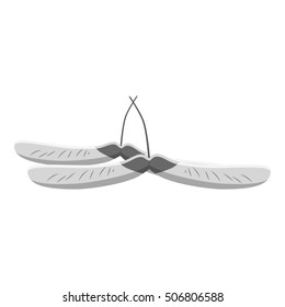 Maple seed icon. Gray monochrome illustration of maple seeds vector icon for web