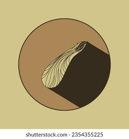Maple seed logo with shadow. Vector images of natural elements on a brown background for eco design. Linear drawing of a maple lionfish. Autumn mood.