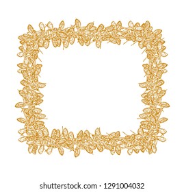 Maple seeds square yellow frame isolated on white background, stock vector illustration for design and decoration, cards and invitations