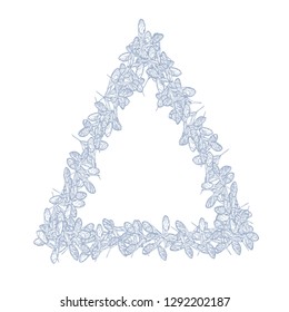 Maple seeds triangular frame of blue color isolated on white background, stock vector illustration for design and decoration, cards and invitations
