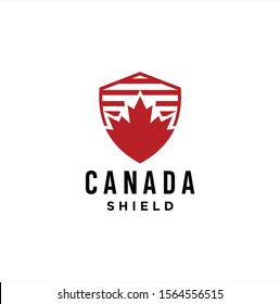 Maple shield logo design . Canadian shield Logo Design vector illustration