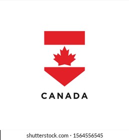 Maple shield logo design . Canadian shield Logo Design vector illustration