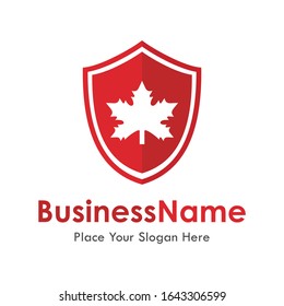 Maple shield vector logo template. Suitable for business, web and symbol