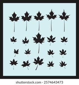 Maple silhouette set Clipart on a hex color background