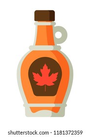 Maple syrup in bottle. Canadian traditional food.