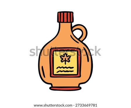Maple syrup bottle, cozy hand drawn doodle style. Vector illustration.