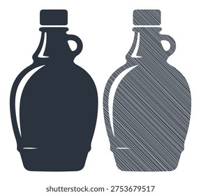 Maple syrup bottle icon for web design, breakfast condiment packaging, syrup container set