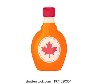 Maple syrup in cartoon style. Isolated on white background. Canadian cuisine. Traditional food vector
