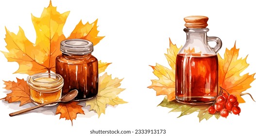 Maple syrup clipart, isolated vector illustration.