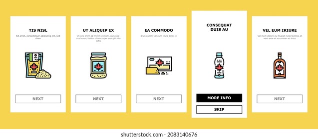 Maple Syrup Delicious Liquid Onboarding Mobile App Page Screen Vector. Sap For Collection, Equipment For Filtration And Bottling On Factory Conveyor. Tasty Sweet Ingredient For Pancake Illustrations