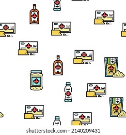 Maple Syrup Delicious Liquid Vector Seamless Pattern Thin Line Illustration