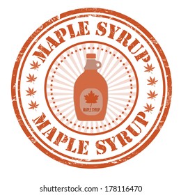 Maple Syrup Grunge Rubber Stamp On White, Vector Illustration