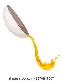 Ahornsirup-Symbol. Droplet und fließender Nektar in Keramikschüssel. Cartoon-Naturdesign-Elemente, frisch und geschmackvoll einzeln auf weißem Hintergrund