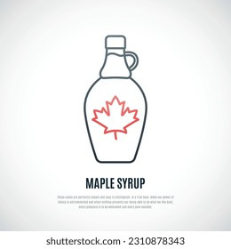 Maple syrup icon isolated on white background. Simple Maple syrup bottle illustration . Vector emblem template.
