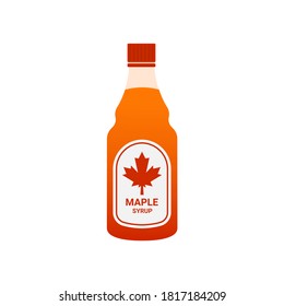 Maple syrup, icon isolated of white background. American tradition nectar for dessert. Cartoon flat design. Vector illustration.