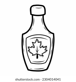 Maple syrup on white background. National symbol of Canada. Vector doodle illustration.