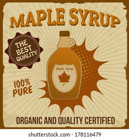 Maple syrup poster in vintage style, vector illustration