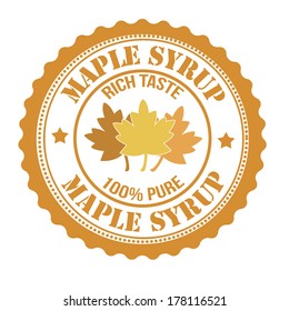 Maple Syrup Stamp Or Label On White, Vector Illustration