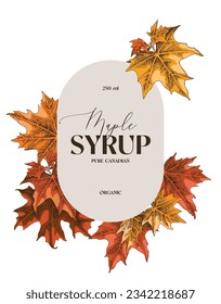 Maple syrup vector label template 