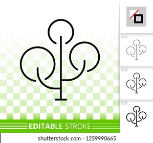 Maple thin line icon. Outline web sign of chestnut. Bonsai linear pictogram with different stroke width. Simple vector symbol, transparent background. Summer park editable stroke icon without fill