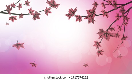 Maple tree background with pink bokeh lights Business Presentation Vector Template Used For Decoration, Advertising Design, Website Or Publication, Banner And Poster, Cover And Brochure, Flyer
