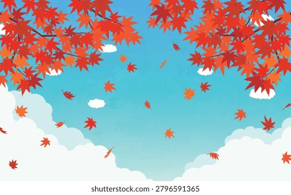 Maple tree and blue sky background illustration