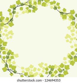 Maple tree branch. Circle background.
