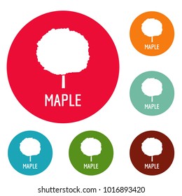 Maple tree icons circle set vector isolated on white background