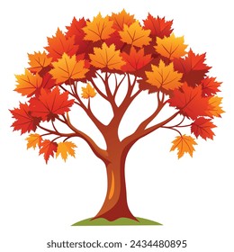 Maple tree Isolated flat vector illustration