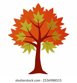 A maple tree Isolated flat vector illustration on white background.