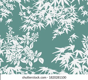 maple tree japanese chinese design sketch ink paint style seamless