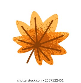 Maple tree leaf, orange and yellow color. Autumn fall dried textured seasonal decoration. Botanical design element, natural autumnal forest decor. Flat vector illustration isolated on white background