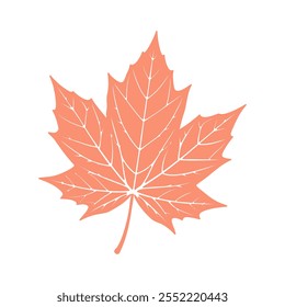 Maple tree leaf silhouette on white background. Autumn design element. Flat style illustration