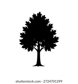 Icono de la silueta del árbol de arce que representa el parque del bosque de la naturaleza y el cuidado ambiental