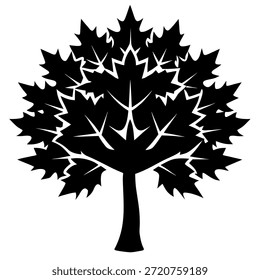 Icono de la silueta del árbol de arce, forma simplificada, Ilustración vectorial lista para SVG