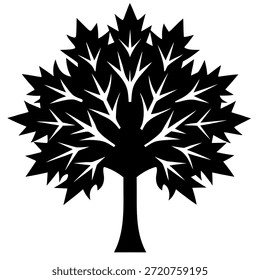 Icono de la silueta del árbol de arce, forma simplificada, Ilustración vectorial lista para SVG