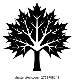 Maple tree silhouette logo style, minimal and scalable vector design