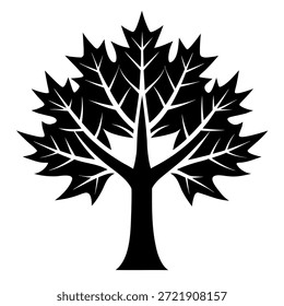 Maple tree silhouette logo style, minimal and scalable vector design