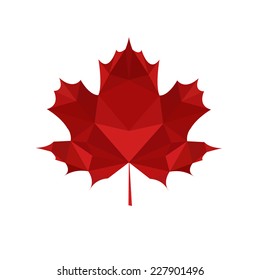 Maple Vector - Red Polygonal Design on White Background