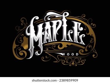 MAPLE WOOD word lettering custom design
