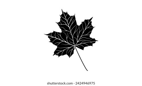 maple-leaf sign, black isolated silhouette