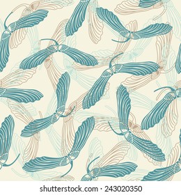 maple's seeds on a yellow background in seamless pattern