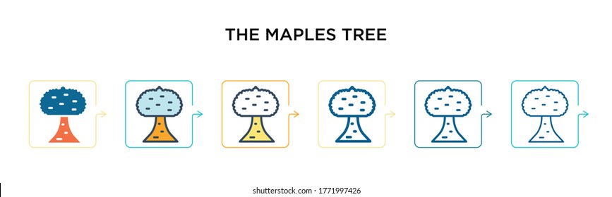 The maples tree vector icon in 6 different modern styles. Black, two colored the maples tree icons designed in filled, outline, line and stroke style. Vector illustration can be used for web, mobile,