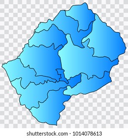 Map-Lesotho map. Each city and border has separately. Bluish blue. Vector illustration Eps 10.
